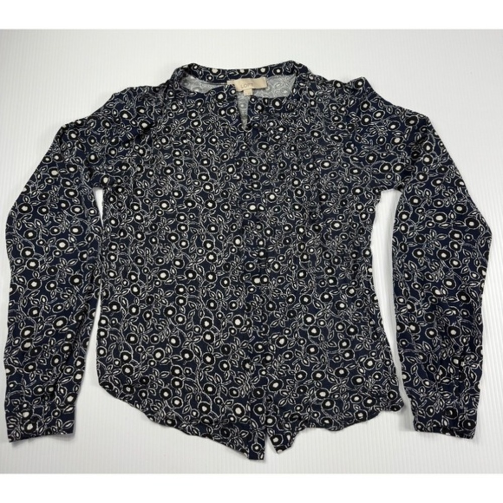 LOFT Floral Print Blouse Long Sleeve Button Down Career Top‎ Medium